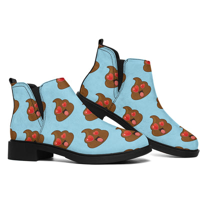 Lovely Poop Pattern Print Flat Ankle Boots
