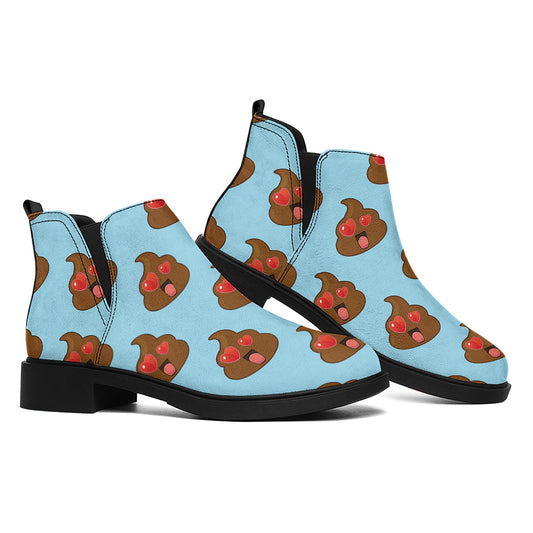 Lovely Poop Pattern Print Flat Ankle Boots