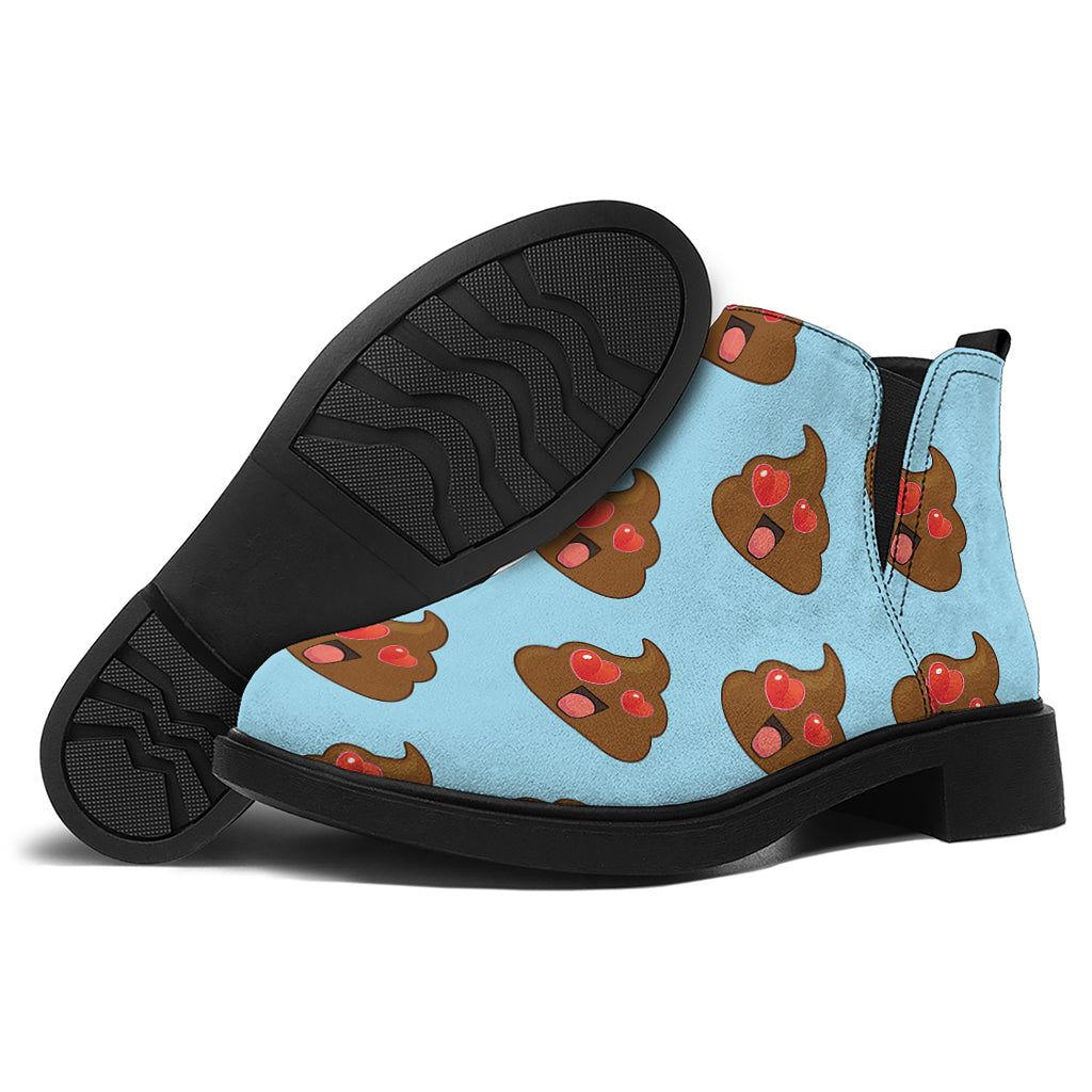 Lovely Poop Pattern Print Flat Ankle Boots