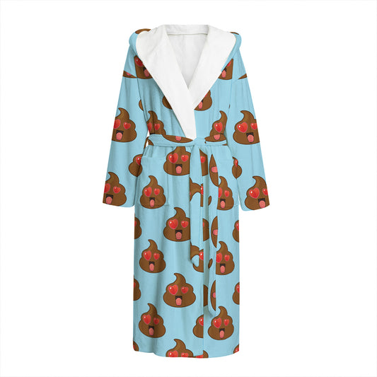 Lovely Poop Pattern Print Hooded Bathrobe