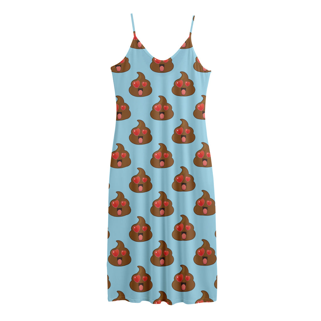 Lovely Poop Pattern Print Jersey Midi Cami Dress