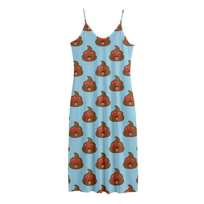 Lovely Poop Pattern Print Jersey Midi Cami Dress