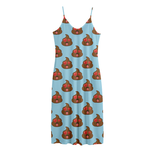 Lovely Poop Pattern Print Jersey Midi Cami Dress
