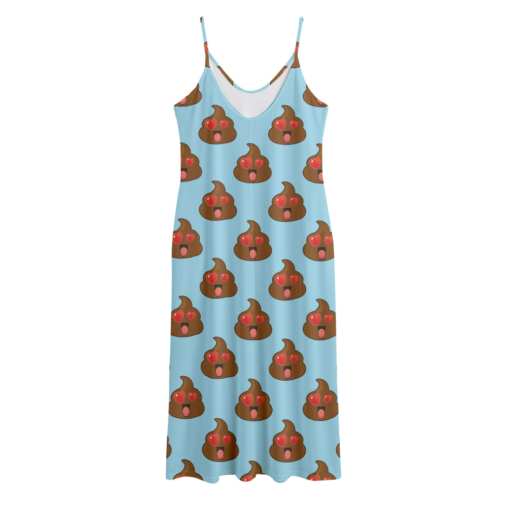 Lovely Poop Pattern Print Jersey Midi Cami Dress