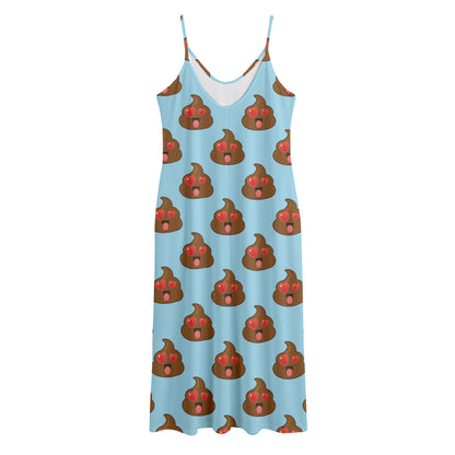 Lovely Poop Pattern Print Jersey Midi Cami Dress