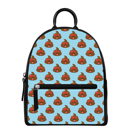 Lovely Poop Pattern Print Leather Backpack