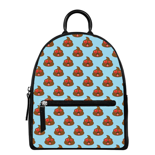 Lovely Poop Pattern Print Leather Backpack