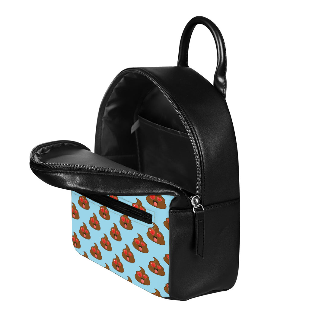 Lovely Poop Pattern Print Leather Backpack