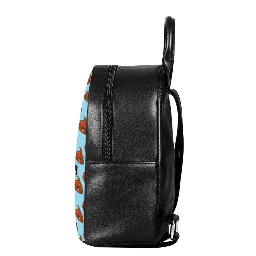Lovely Poop Pattern Print Leather Backpack