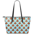 Lovely Poop Pattern Print Leather Tote Bag With Zipper