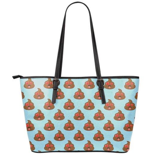 Lovely Poop Pattern Print Leather Tote Bag