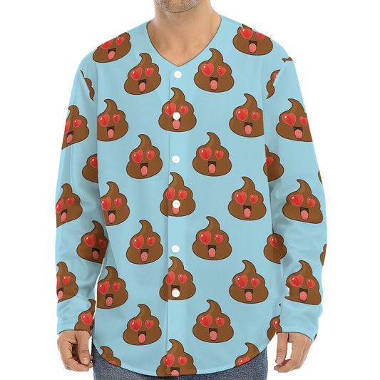 Lovely Poop Pattern Print Long Sleeve Baseball Jersey