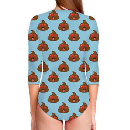 Lovely Poop Pattern Print Long Sleeve Swimsuit