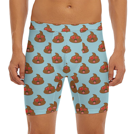 Lovely Poop Pattern Print Men's Long Boxer Briefs