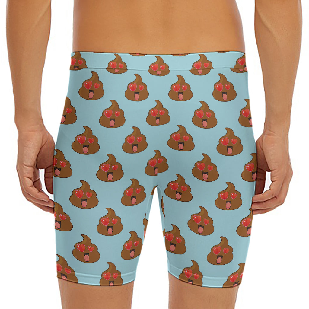 Lovely Poop Pattern Print Men's Long Boxer Briefs