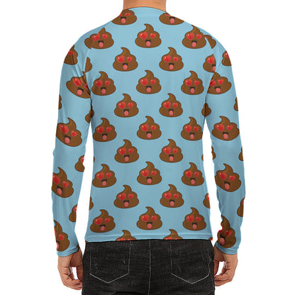 Lovely Poop Pattern Print Men's Long Sleeve Rash Guard
