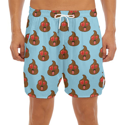 Lovely Poop Pattern Print Men's Split Running Shorts