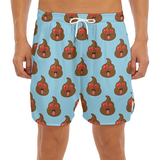 Lovely Poop Pattern Print Men's Split Running Shorts