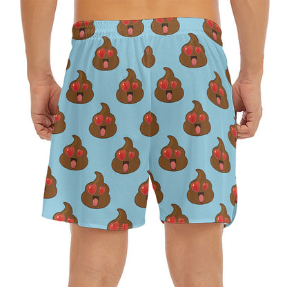Lovely Poop Pattern Print Men's Split Running Shorts