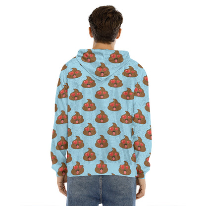 Lovely Poop Pattern Print Men's Velvet Pullover Hoodie