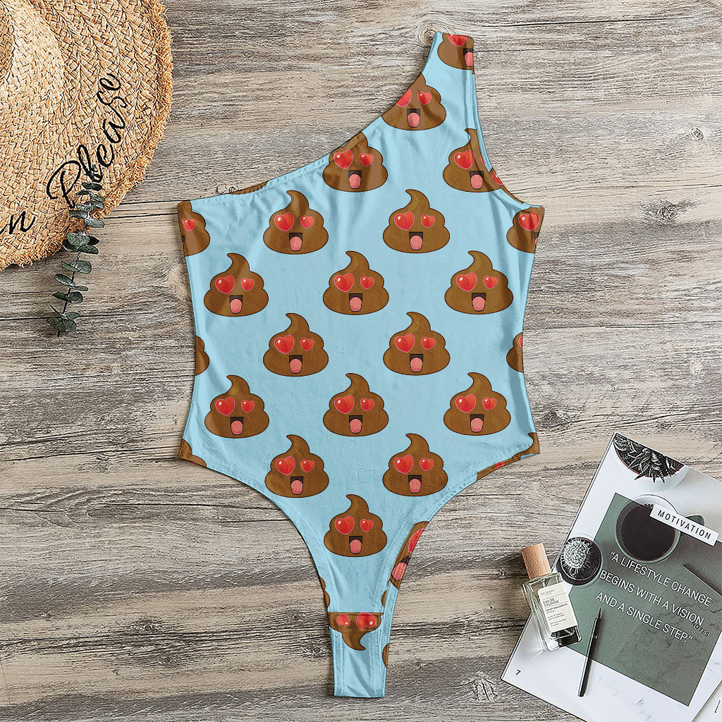 Lovely Poop Pattern Print One Shoulder Bodysuit
