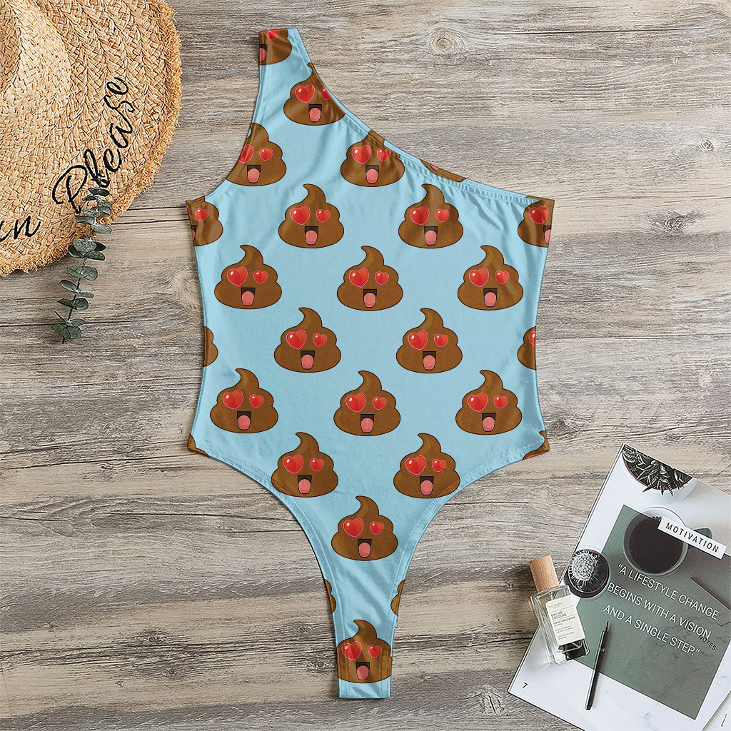 Lovely Poop Pattern Print One Shoulder Bodysuit