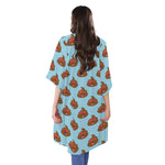 Lovely Poop Pattern Print Open Front Beach Cover Up