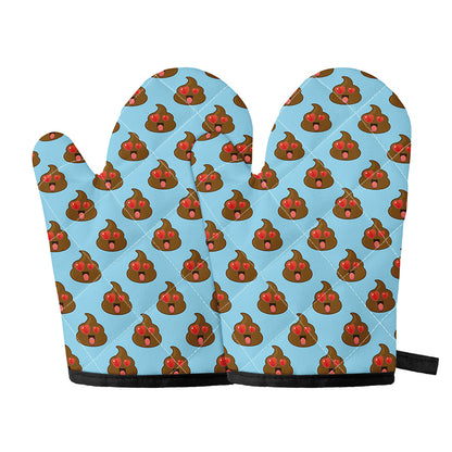 Lovely Poop Pattern Print Oven Mitts