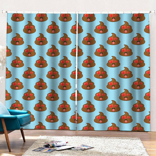 Lovely Poop Pattern Print Pencil Pleat Curtains