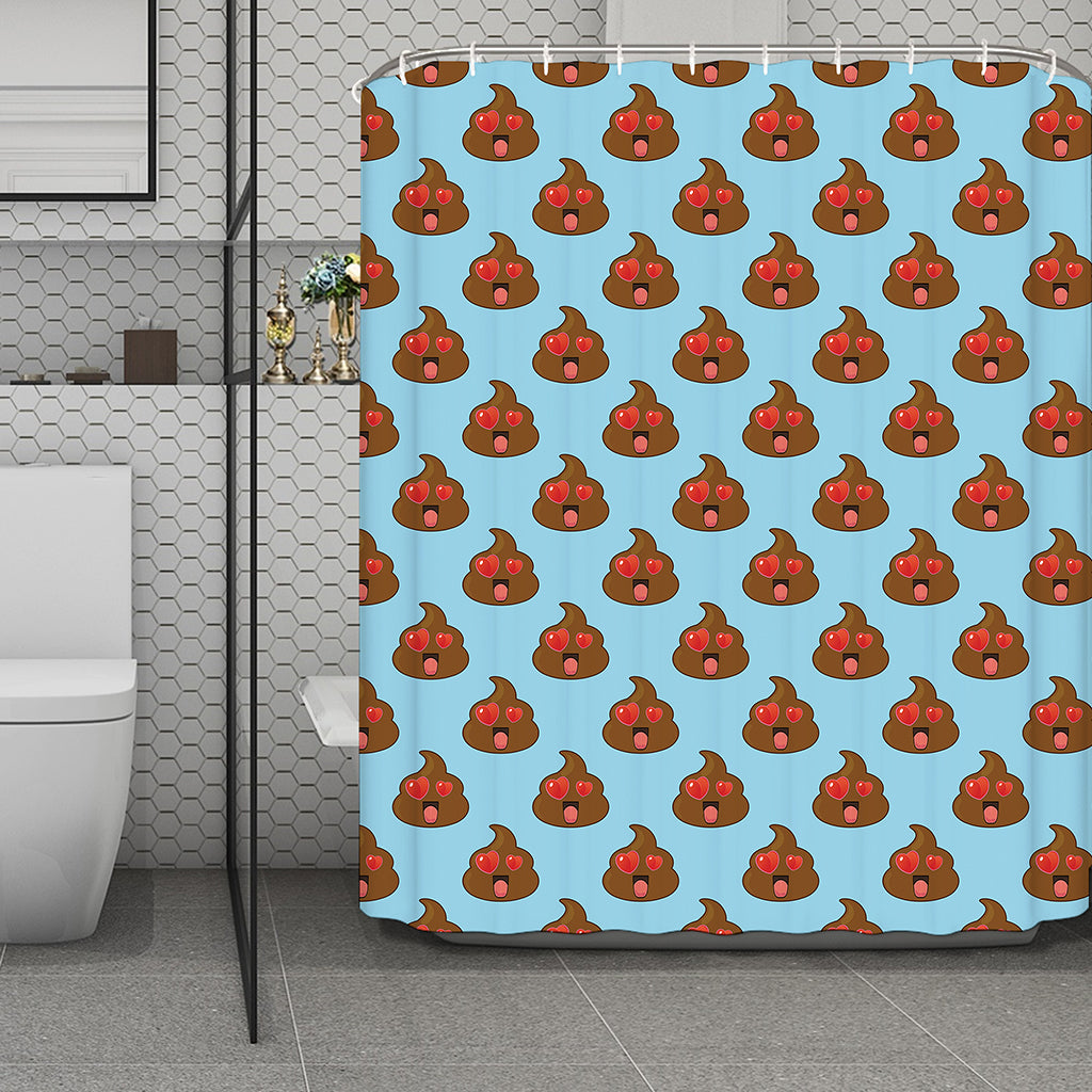 Lovely Poop Pattern Print Polyester Shower Curtain