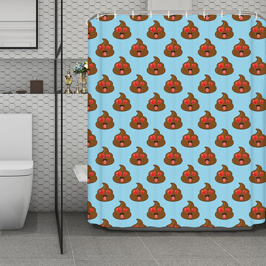 Lovely Poop Pattern Print Polyester Shower Curtain