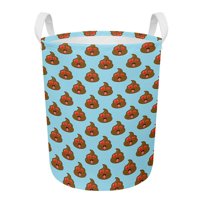 Lovely Poop Pattern Print Round Laundry Basket