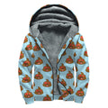 Lovely Poop Pattern Print Sherpa Lined Zip Up Hoodie