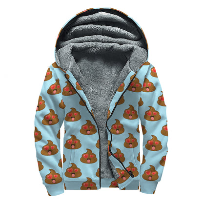 Lovely Poop Pattern Print Sherpa Lined Zip Up Hoodie