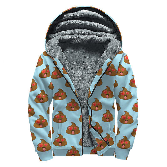 Lovely Poop Pattern Print Sherpa Lined Zip Up Hoodie