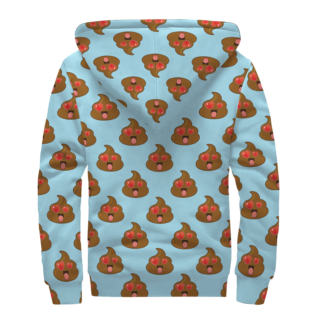 Lovely Poop Pattern Print Sherpa Lined Zip Up Hoodie