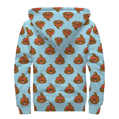 Lovely Poop Pattern Print Sherpa Lined Zip Up Hoodie