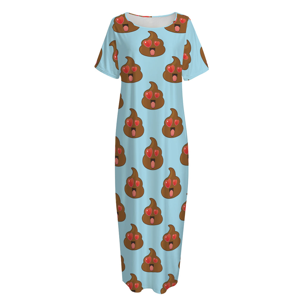 Lovely Poop Pattern Print Short Sleeve Long Nightdress