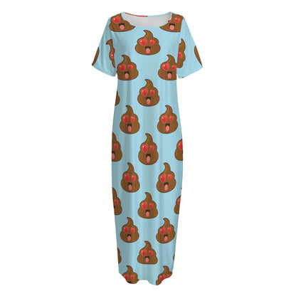 Lovely Poop Pattern Print Short Sleeve Long Nightdress