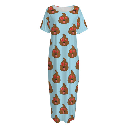 Lovely Poop Pattern Print Short Sleeve Long Nightdress