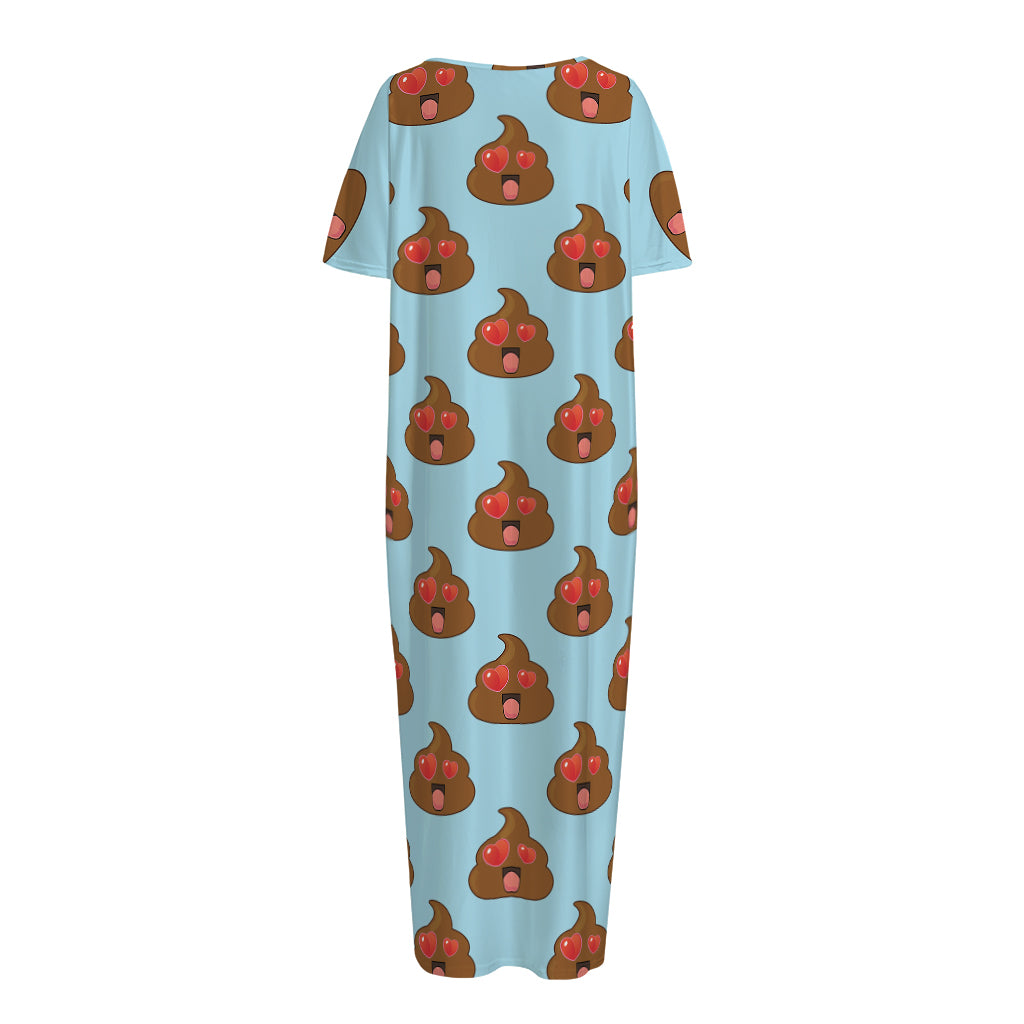 Lovely Poop Pattern Print Short Sleeve Long Nightdress