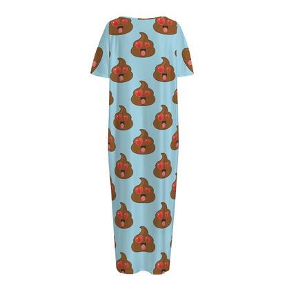 Lovely Poop Pattern Print Short Sleeve Long Nightdress