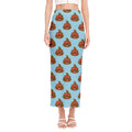 Lovely Poop Pattern Print Side Slit Maxi Skirt