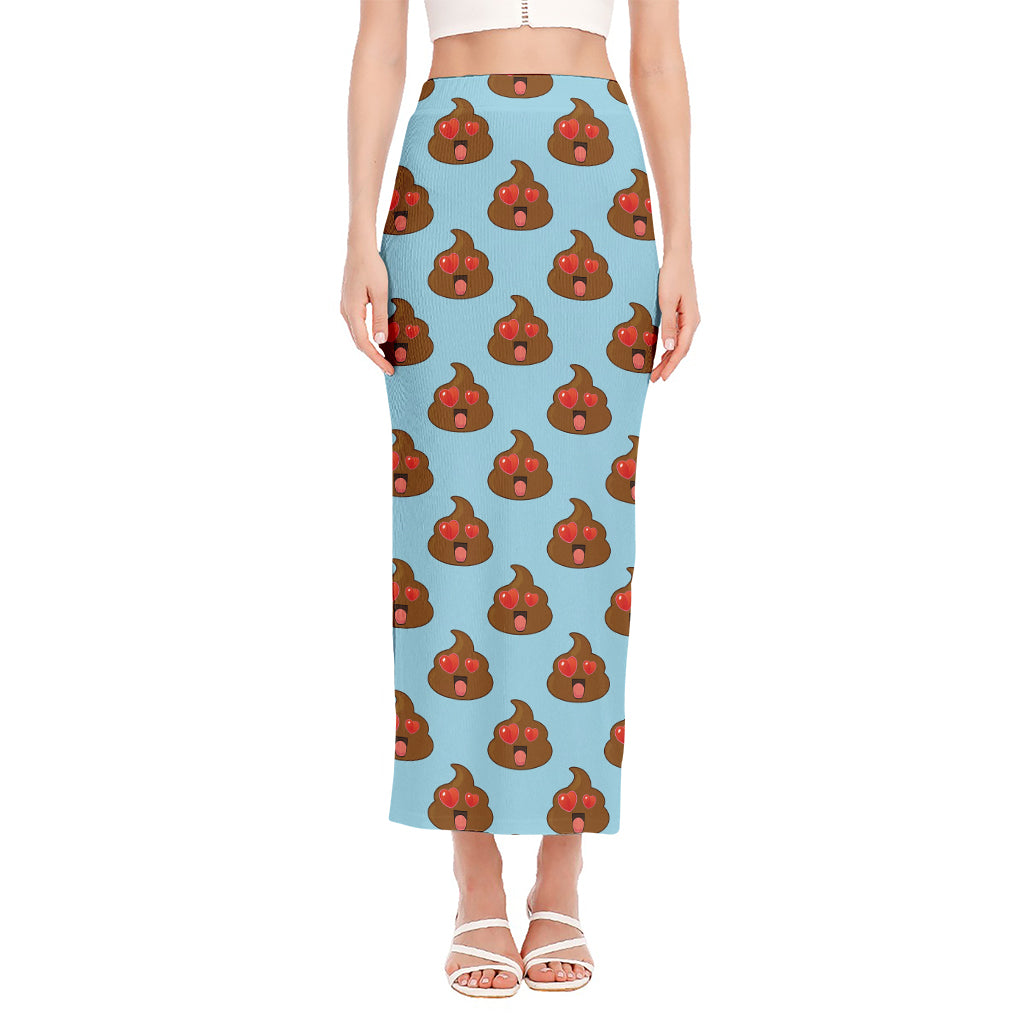 Lovely Poop Pattern Print Side Slit Maxi Skirt