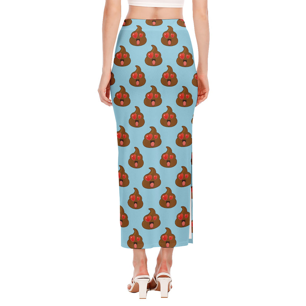 Lovely Poop Pattern Print Side Slit Maxi Skirt