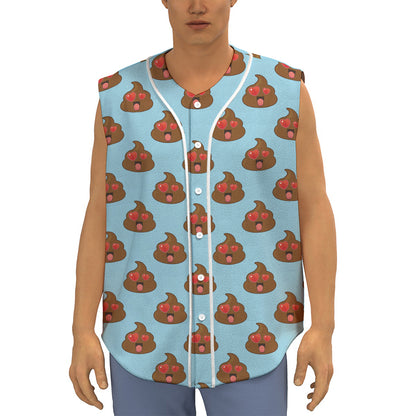 Lovely Poop Pattern Print Sleeveless Baseball Jersey