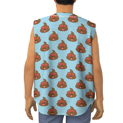 Lovely Poop Pattern Print Sleeveless Baseball Jersey