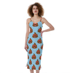 Lovely Poop Pattern Print Slim Fit Midi Cami Dress