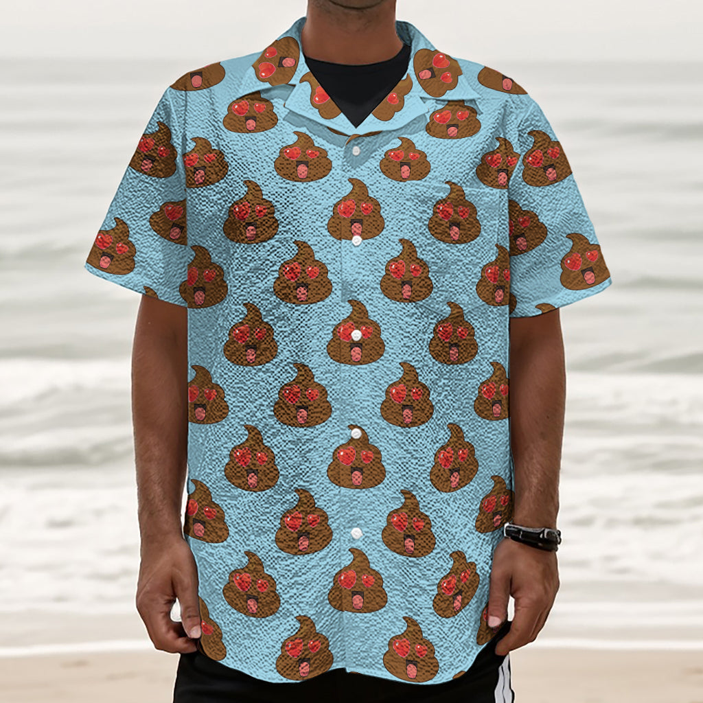 Lovely Poop Pattern Print Textured Short Sleeve Shirt