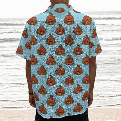 Lovely Poop Pattern Print Textured Short Sleeve Shirt